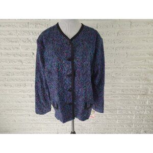 Haberdashery Leslie Ray Sweater 20 Plus Cardigan Lined Button Blue SWE48E
